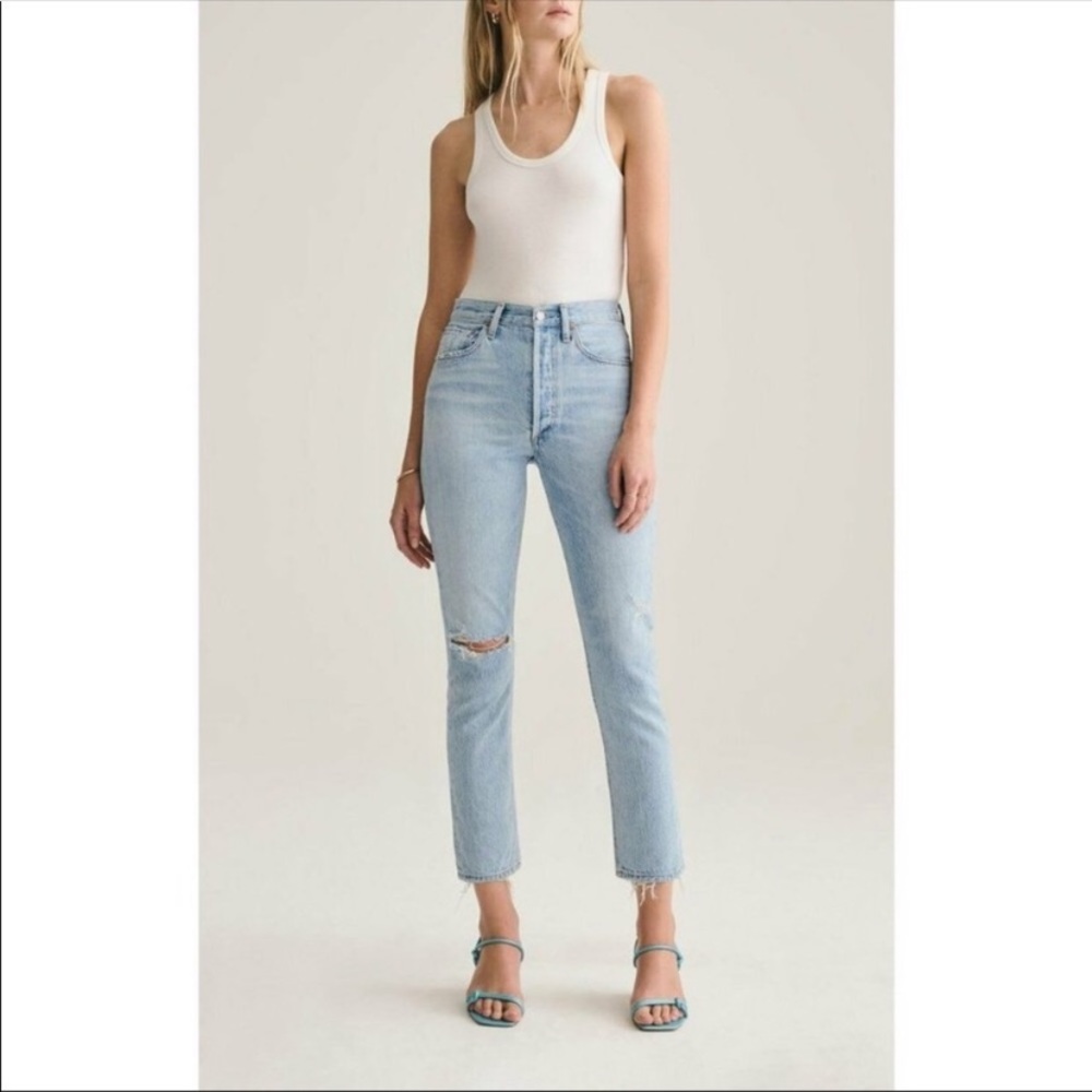 Agolde shatter high rise Riley jean crop